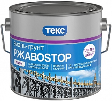 ТЕКС Грунт-эмаль по ржавчине РжавоStop молотковый черный (2кг)