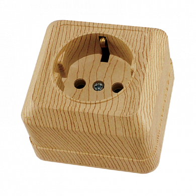 ЭКО ЛАДОГА Розетка о/у, 1 гнездо, с/з, 16А, 230В, IP20, сосна. SQ1801-0050