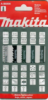 Пилки для лобзика MAKITA набор:В-10,В-13,В-16,В-22,В-23" 5шт/A-86898