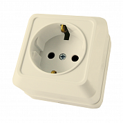 ЛАДОГА Розетка о/у, 1 гнездо, с/з, 16А, 230В, IP20, слоновая кость. SQ1801-0016