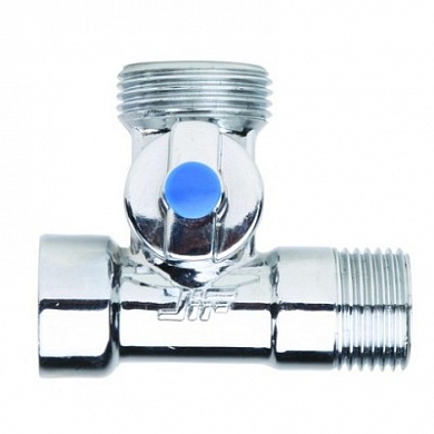Кран шаровый 1/2"х3/4"х1/2" Н/Н/В для подключения с/т приборов трехпроходной хром, бабочка