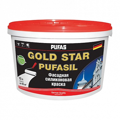 ПУФАС GOLD STAR PUFASIL Краска фасадная силиконовая Основа A мороз. (10л=14,9кг)