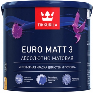 ТИККУРИЛА Краска интерьерная EURO MATT 3 база A глубоко/мат. (9л)